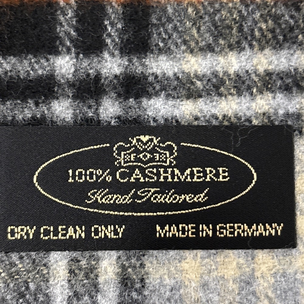 VTG Plaid Neck Scarf 100% Cashmere Hand Tailored Made in Germany - Picture 2 of 10